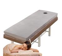 LDLCYCN Addensare Il Lettino da Massaggio Topper Memory Foam con Foro sul Viso Imbottitura Lettino Spa 8 Cm con Fascia Elastica Cuscino Letto Antiscivolo Testa Trapezoidale,Gray(s),190 * 70cm