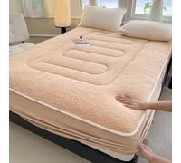 LDLCYCN Giallo,180x200cmKING, Protezione Materasso Regina King Size Spessore Velluto di Agnello Copertura Materasso Copertura Letto A Prova di Polvere per l'inverno Tasca Profonda di 11In