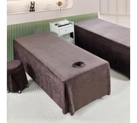 LDLCYCN Gonna per Lettino da Massaggio Solida Coprilettino da Massaggio con Foro Copriletto Spa in Velluto Cristallo con Gonna Lenzuolo per Lettino da Massaggio con Gonna,B/Brown,70 * 190cm(S)