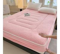LDLCYCN Rosa,90x200cmTWIN, Protezione Materasso Regina King Size Spessore Velluto di Agnello Copertura Materasso Copertura Letto A Prova di Polvere per l'inverno Tasca Profonda di 11In