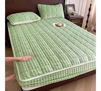 LDLCYCN Verde,135 * 200cm, Protettore Materasso di Lusso in Velluto Regina King Size Copertura Materasso Caldo Spesso Avvolgimento Completo Foglio Montato Morbido Tasca Profonda 11In