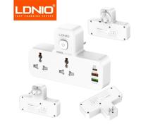 LDNIO Presa multipla Adattatore di estensione 2500W Adattatore da viaggio universale 2AC Prese elettriche EU UK US con interruttori Lampada notturna