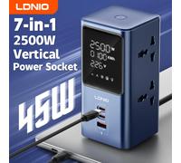 LDNIO Presa universale verticale per presa multipla con prese multiple con cavo di prolunga per stazioni di ricarica rapida PD USB C da 45 W LED