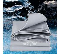 LDQBF Telone Occhiellato,1x40m 460g/m² pvc teloni per Esterno in Rinforzato con Occhielli Copertura Impermeabile Telo di Protezione Pesante Antipioggia Copertura da Esterno grigio