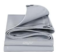 LDQBF Telone per esterni,1x4m 420g/m² pvc teloni telo impermeabile,con occhielli Resistenza grazie agli angoli in gomma rinforzati e agli occhielli antiruggine Il telo offre protezione UV grigio