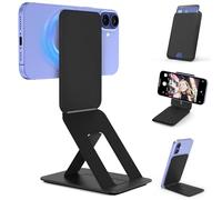 LDSXAY Custodia a portafoglio per treppiede per MagSafe, supporto magnetico per telefono, portafoglio regolabile compatibile con iPhone 12-16 Series e custodie MagSafe, treppiede invisibile per selfie