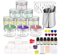 LDUMODUW Set di candele fai da te, kit fai da te per adulti, principianti, candele profumate, set regalo con cera d'api 480 g, 9 barattoli di candela, 8 colori di candela, stoppini