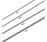 Ldurian Collana a catena in acciaio inossidabile, catena rolò quadrata da uomo, catenina argentata, non si ossida, 40,6 cm - 91,4 cm, Length: 28inch, Acciaio inossidabile, Nessuna pietra preziosa