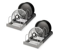 LDXDRU 2 supporti regolabili con coperchio per pentole, supporto per cassetto, organizer per coperchio, cucina, coperchio da cucina, porta coperchio espandibile, perfetto per padelle, pentole e