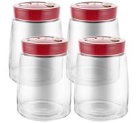 LDXDRU 4 bicchieri da fermentazione da 1,4 litri con apertura di scarico dell'aria a 1 via, fermentazione in vetro, per kefir, kimchi, crauti, sottaceti, avena da notte