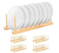LDXDRU 5 supporti per piatti in bambù, per bottiglie, scolapiatti in legno, supporto per coperchio per pentole, tazze, libro CD 8 slot