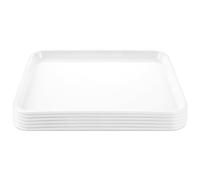 LDXDRU 6 vassoi bianchi, in plastica, 33 x 25 cm, piatti da portata rettangolari, per feste, in plastica senza BPA, per verdure, frutta, dessert buffet