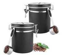 LDXDRU Barattolo per caffè ermetico in acciaio inox, 1,5 l, contenitore per chicchi di caffè, con piastra in acciaio inox e conservazione del tempo, per tè, noci, cacao e rimanere freschi con valvola