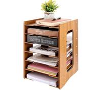 LDXDRU Porta Documenti Scrivania 7 Livelli Verticale, Organizer Documenti 270 x 307 x 385 mm Colore Ciliegio, Vaschetta Portadocumenti per Ufficio, Studio e Casa