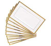 LDXDRU Set di 10 piatti da portata in plastica, colore bianco, rettangolari, grandi piatti da portata per dessert, buffet, sushi, torte, antipasti (33 x 20 x 1,5 cm)