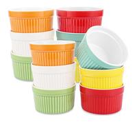 LDXDRU Set di 12 pirottini per souffle resistenti al forno, 200 ml, in ceramica, per cuocere e preparare, mini pirottini in porcellana multicolore per dessert, muffin, torte