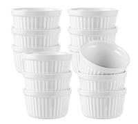 LDXDRU Set di 12 pirottini per souffle resistenti al forno, 200 ml, in ceramica, per cuocere e preparare, mini pirottini in porcellana, per dessert, muffin, torte