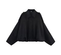 LDXEQIZ Giacca Corta in Pelle Scamosciata da Donna Giacca Bomber Classica Cappotto Casual da Pilota con Maniche Lunghe E Revers Cappotto con Cerniera Autunno Inverno Streetwear Y2K(Black,S)