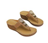 LDXEQIZ Infradito da Donna Comode Pantofole Ortopediche con Supporto Plantare Sandali Casual con Separatore delle Dita Pantofole con Zeppa E Plateau Scarpe Estive Leggera(Brown,43 EU)