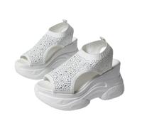 LDXEQIZ Sandali Sportivi Leggeri con Plateau da Donna Comodi Sandali Ortopedici con Zeppa Scarpe da Passeggio Estive in Maglia Traspirante Sandals Glitterati con Strass