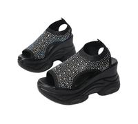 LDXEQIZ Sandali Sportivi Leggeri con Plateau da Donna Comodi Sandali Ortopedici con Zeppa Scarpe da Passeggio Estive in Maglia Traspirante Sandals Glitterati con Strass