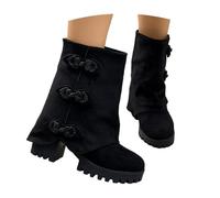 LDXEQIZ Stivaletti con Plateau da Donna Stivali Corti retrò con Bottoni Stivaletti in Pelle Scamosciata con Tacco Largo Stivali Slip-on con Gambale Largo Scarpe alla Caviglia Grandi, 36-43 EU(39 EU)