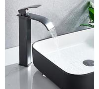 LDXMJZOT Rubinetto for lavabo a Cascata Oro Lavabo Rubinetto for Bagno Cromato Montaggio su Ponte Miscelatore monocomando for Acqua Calda e Fredda Rubinetti Lavelli Gru(Black B)