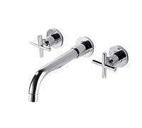 LDXMJZOT Rubinetto for lavabo da Bagno a Parete, Miscelatore for lavabo in Ottone, Girevole a 360°, Maniglie a Croce, lavabo da Bagno a Scomparsa a Parete Cromato(Chrome Plated)