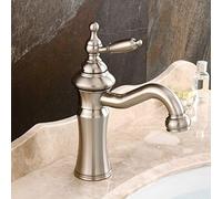 LDXMJZOT Rubinetto for lavabo in Ottone Nero/Argento, alla Moda, for Bagno, Grande Bocca Curva, Tipo monocomando, Miscelatore for Acqua Calda e Fredda(Brushed)
