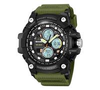 LDZDGD Orologio Digitale Outdoor da Uomo, Impermeabile 50M, Triplo Orario, Cronografo, Sveglia, Formato 12/24h, Retroilluminazione, Design Robusto per Escursionismo, Campeggio, Sopravvivenza(Green)