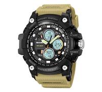 LDZDGD Orologio Digitale Outdoor da Uomo, Impermeabile 50M, Triplo Orario, Cronografo, Sveglia, Formato 12/24h, Retroilluminazione, Design Robusto per Escursionismo, Campeggio, Sopravvivenza(Brown)