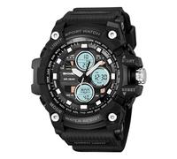 LDZDGD Orologio Digitale Outdoor da Uomo, Impermeabile 50M, Triplo Orario, Cronografo, Sveglia, Formato 12/24h, Retroilluminazione, Design Robusto per Escursionismo, Campeggio, Sopravvivenza(Black)