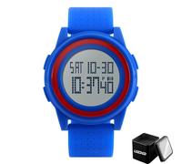 LDZDGD Orologio Digitale Sportivo Impermeabile 50M, con Allarme, Cronometro, Retroilluminazione, Doppio Orario, Formato 12 e 24H, per Bambini, Ragazzi e Adulti, Leggero e Resistente(Blue)