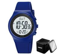 LDZDGD Orologio Digitale Tattico da Uomo, Orologio Militare Sportivo Impermeabile 50M con Allarme, Timer, Retroilluminazione, Doppio Fuso Orario(Blue)