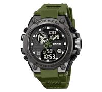 LDZDGD Orologio Sportivo Digitale da Uomo con Doppio Orario, Cronometro, Sveglia, Retroilluminazione LED, Formato 12/24h, Giorno e Data, Impermeabile 50M, Stile Tattico Outdoor(Green)