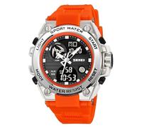LDZDGD Orologio Sportivo Digitale da Uomo con Doppio Orario, Cronometro, Sveglia, Retroilluminazione LED, Formato 12/24h, Giorno e Data, Impermeabile 50M, Stile Tattico Outdoor(Orange 2)