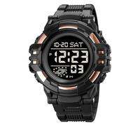LDZDGD Orologio Sportivo Digitale da Uomo Impermeabile 50M, Quadrante Grande, Stile Tattico con Sveglia, Cronometro, Timer, Doppio Orario, Retroilluminazione EL(Rose gold B)