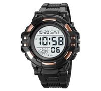 LDZDGD Orologio Sportivo Digitale da Uomo Impermeabile 50M, Quadrante Grande, Stile Tattico con Sveglia, Cronometro, Timer, Doppio Orario, Retroilluminazione EL(Rose gold A)