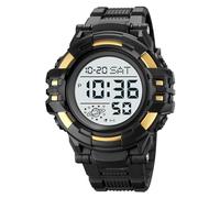 LDZDGD Orologio Sportivo Digitale da Uomo Impermeabile 50M, Quadrante Grande, Stile Tattico con Sveglia, Cronometro, Timer, Doppio Orario, Retroilluminazione EL(Yellow A)