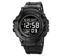 LDZDGD Orologio Sportivo Digitale da Uomo Impermeabile 50M, Quadrante Grande, Stile Tattico con Sveglia, Cronometro, Timer, Doppio Orario, Retroilluminazione EL(Black B)