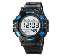 LDZDGD Orologio Sportivo Digitale da Uomo Impermeabile 50M, Quadrante Grande, Stile Tattico con Sveglia, Cronometro, Timer, Doppio Orario, Retroilluminazione EL(Blue A)