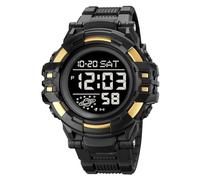 LDZDGD Orologio Sportivo Digitale da Uomo Impermeabile 50M, Quadrante Grande, Stile Tattico con Sveglia, Cronometro, Timer, Doppio Orario, Retroilluminazione EL(Yellow B)