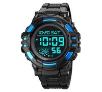 LDZDGD Orologio Sportivo Digitale da Uomo Impermeabile 50M, Quadrante Grande, Stile Tattico con Sveglia, Cronometro, Timer, Doppio Orario, Retroilluminazione EL(Blue B)