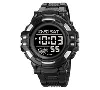 LDZDGD Orologio Sportivo Digitale da Uomo Impermeabile 50M, Quadrante Grande, Stile Tattico con Sveglia, Cronometro, Timer, Doppio Orario, Retroilluminazione EL(Silver B)