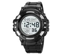 LDZDGD Orologio Sportivo Digitale da Uomo Impermeabile 50M, Quadrante Grande, Stile Tattico con Sveglia, Cronometro, Timer, Doppio Orario, Retroilluminazione EL(Silver A)
