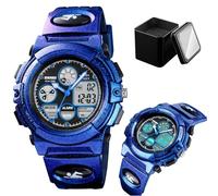 LDZDGD Orologio Sportivo Digitale e Analogico da Uomo, Impermeabile 50M, con Sveglia, Cronografo, Retroilluminazione EL, Doppio Fuso Orario, Cinturino PU(Purple)