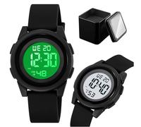 LDZDGD Orologio Sportivo Digitale Giovani, Impermeabile 50M con Cronometro, Sveglia, Calendario, Retroilluminazione EL, Cinturino in Silicone Morbido, Perfetto per Scuola o Gioco(Black)