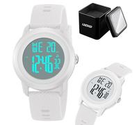 LDZDGD Orologio Sportivo Digitale per Uomo Donna Bambino Orologio Impermeabile con Cronometro Allarme Retroilluminazione Cinturino in Silicone per Corsa Escursioni Uso Quotidiano(White)
