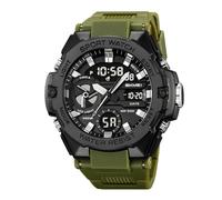 LDZDGD Orologio Tattico Digitale e Analogico da Uomo, Impermeabile 50M, Sportivo da Esterno con Doppio Fuso Orario, Cronometro, Sveglia, Retroilluminazione EL, 12/24h(Green)