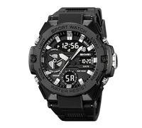 LDZDGD Orologio Tattico Digitale e Analogico da Uomo, Impermeabile 50M, Sportivo da Esterno con Doppio Fuso Orario, Cronometro, Sveglia, Retroilluminazione EL, 12/24h(Black)